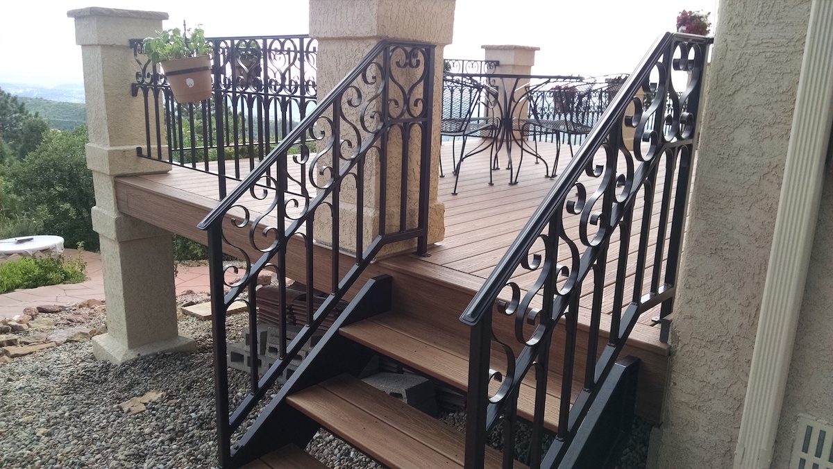 Powder coated wrought iron railing that was designed by the customer