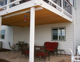 With the deck being elevated, the homeowner decided to install a dry space underneath. This allows them to add much more outdoor living space.