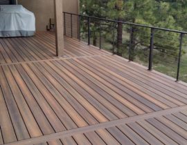 We built this deck using Fiberon IPE composite decking on a long-lasting galvanized steel deck frame.