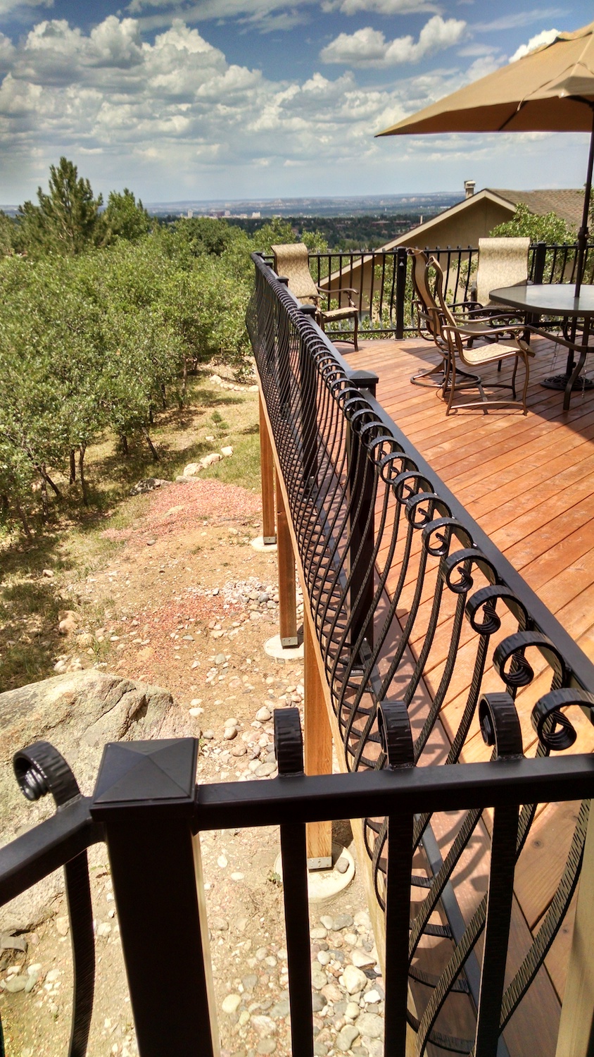 Redwood deck, custom deck railing, custom deck builders