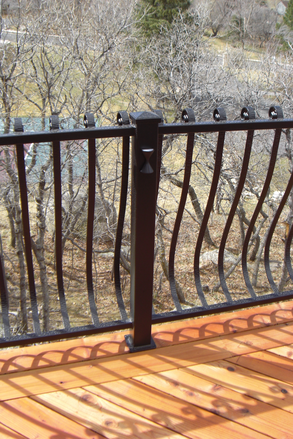 Deck lighting, Wrought iron deck railing, custom decks