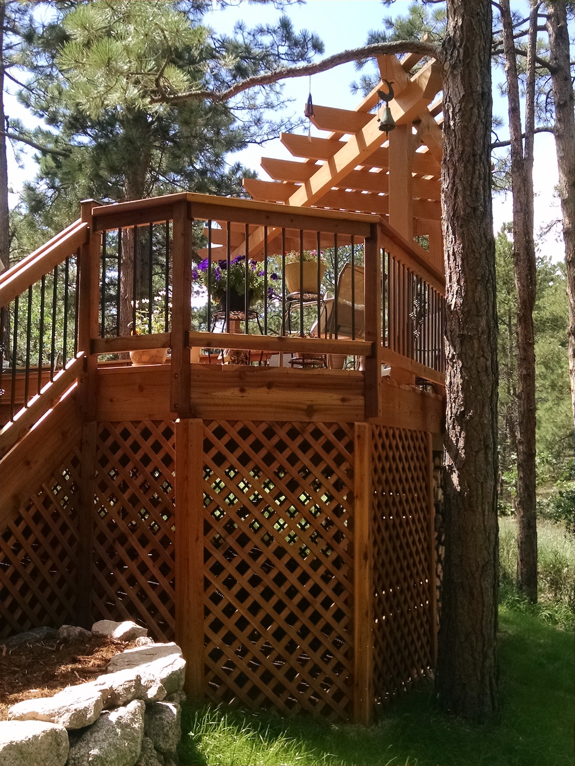 Lattice installed under a deck to prevent wildlife nesting.
