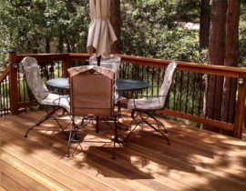 Redwood deck, deck lighting, pergola, custom deck builders