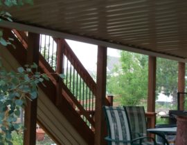 Our customer had us install a metal ceiling dry space so they could create another outdoor living area under the deck.