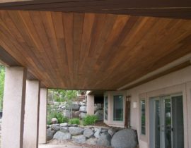 This is a redwood tongue and groove ceiling over a custom dry space.