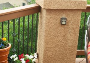 Our customer installed a railing light on the stucco columns used for their railing.