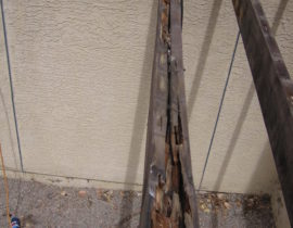 This shows extensive brown rot damage on joists with no protector tape.
