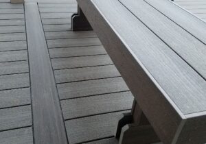 A custom bench built from composite material to match the deck