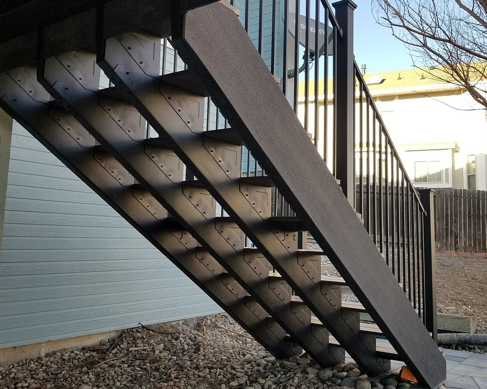 Steel framed deck stairs