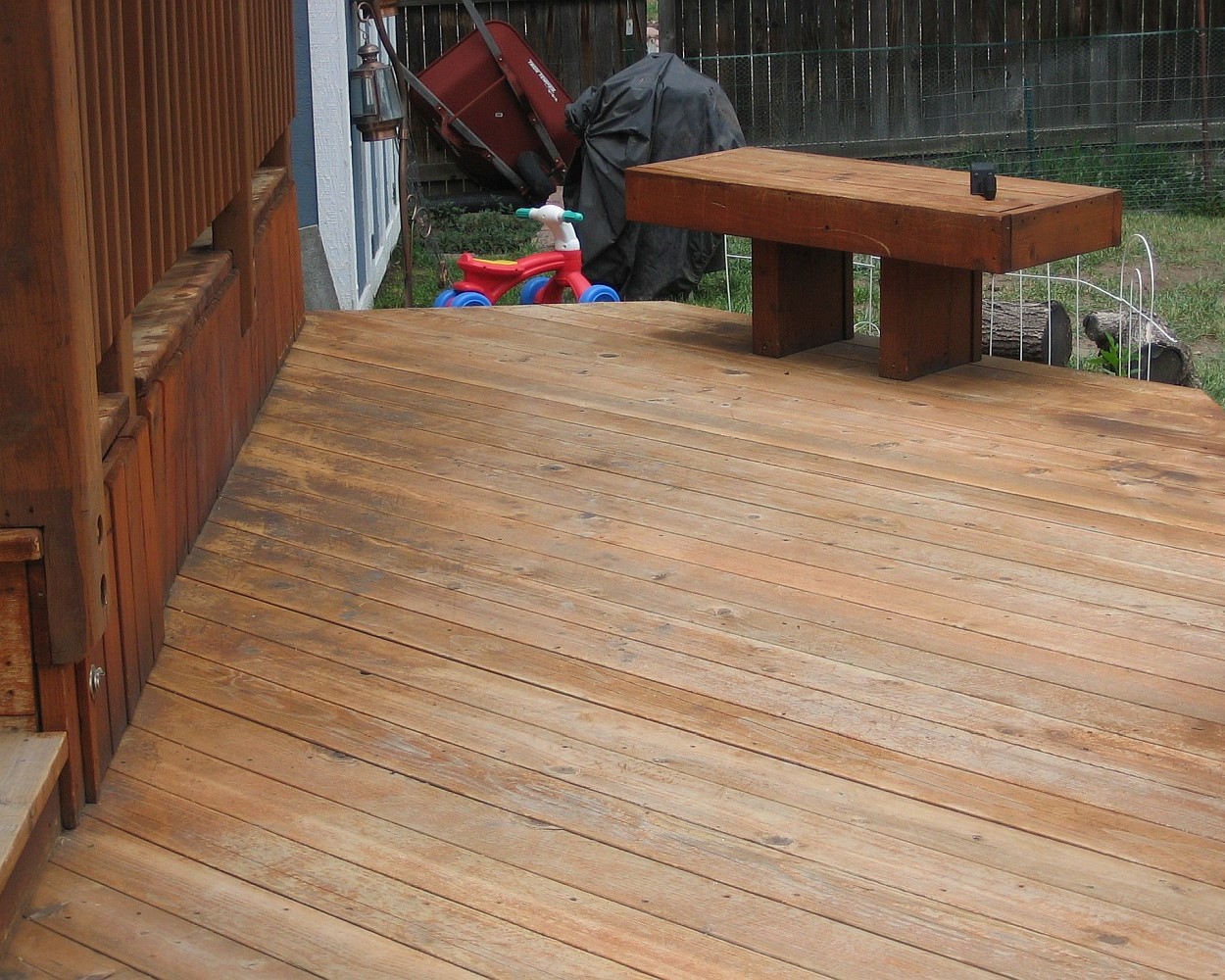 Wood deck before being refinished