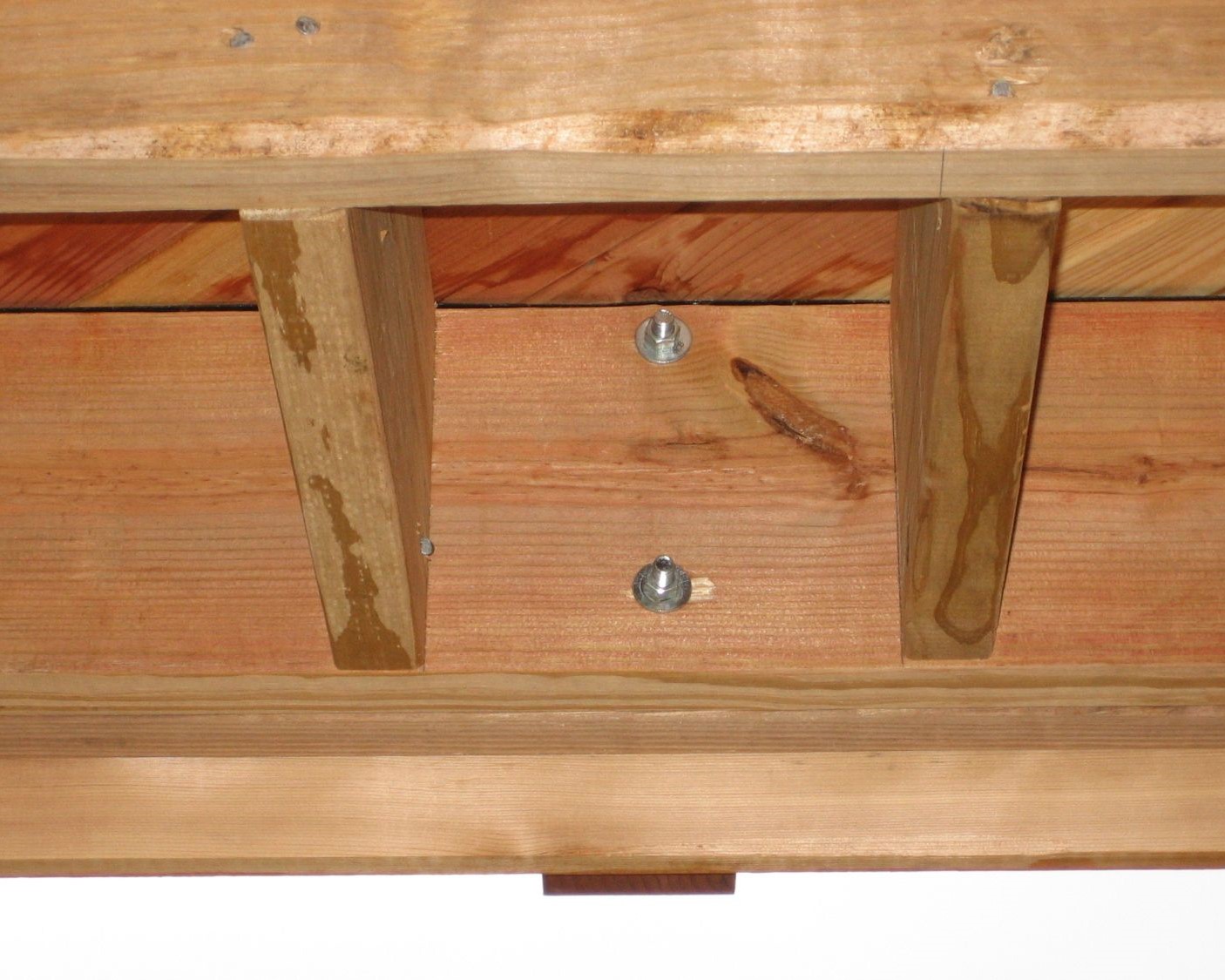 Wood deck frame in wet pressure treated wood
