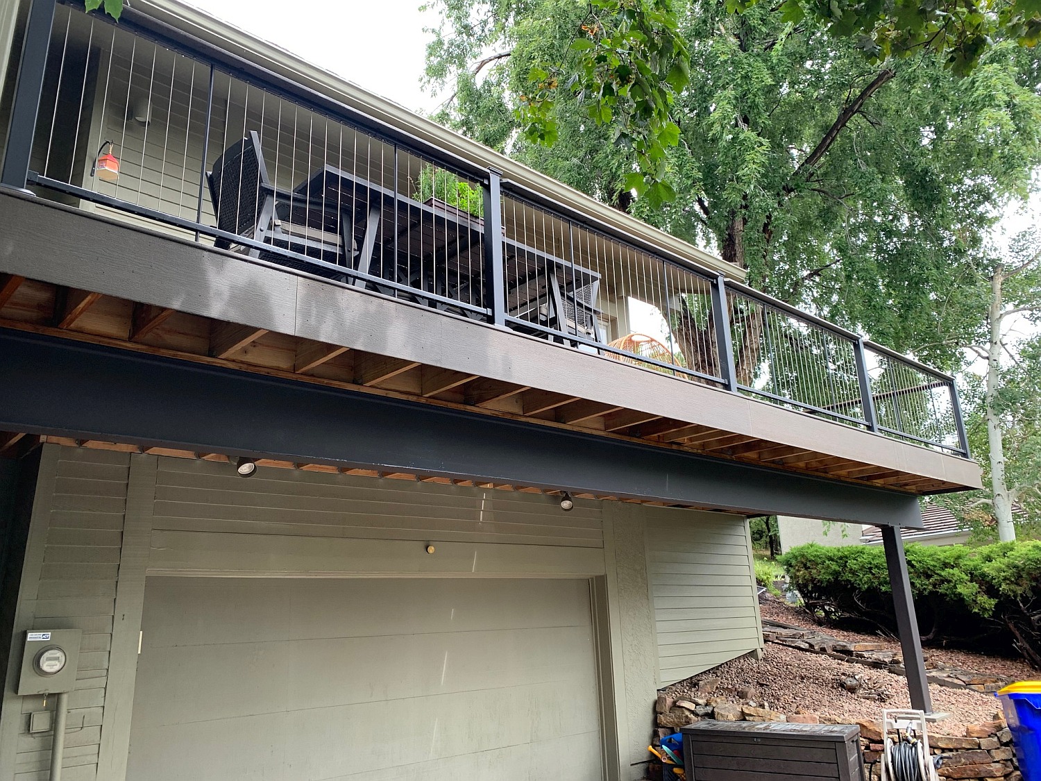 In order to build the new larger composite deck, we needed to add a metal beam to support the weight.